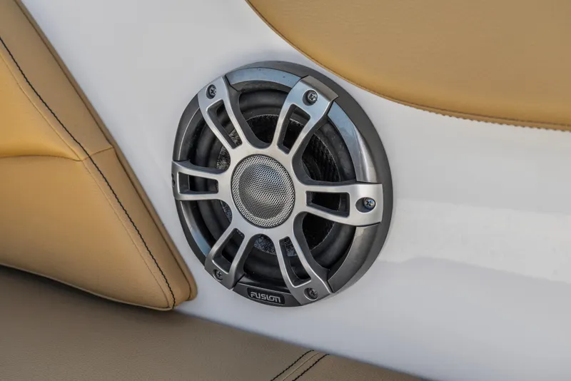 Slide: The Image of Speaker detail on 2024 Sea Ray SPX 230 Outboard boat, featuring Fusion audio system. - 36