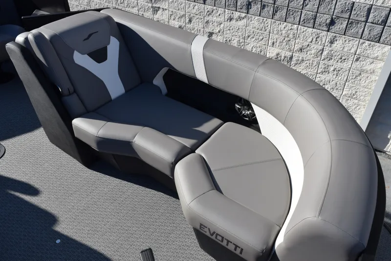 Slide: The Image of Luxurious gray seating in 2026 Evotti 521CS boat, featuring modern design and comfort. - 9
