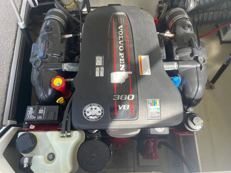 Slide: The Image of Volvo Penta 380 V8 engine in a 2016 Cobalt 24SD boat. - 34