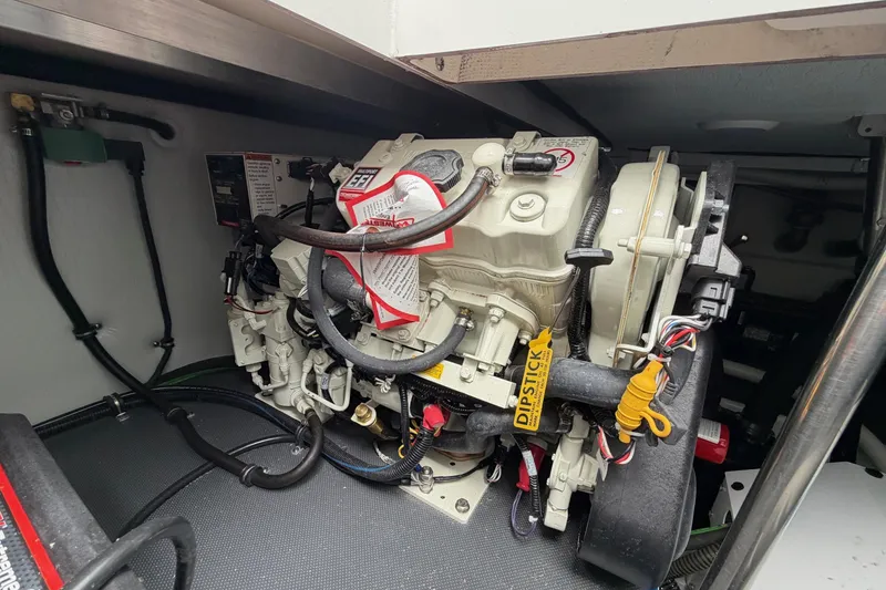 Slide: The Image of Engine compartment of 2025 Formula 380 Super Sport Crossover OB boat. - 12