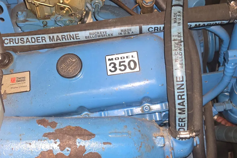 Slide: The Image of Engine of 1986 Tollycraft 34 Sundeck with Crusader Marine Model 350 components. - 62