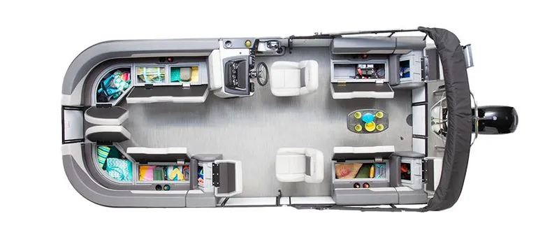 Slide: The Image of Top view of 2025 Lowe LS210WT pontoon boat interior layout. - 11