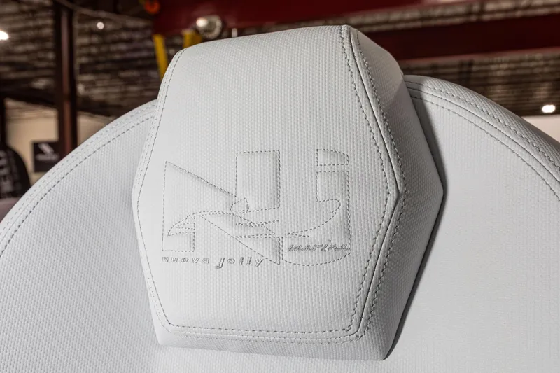 Slide: The Image of Nuova Jolly Prince 38 Sport Cabin 2025 seat with embroidered logo detail. - 14