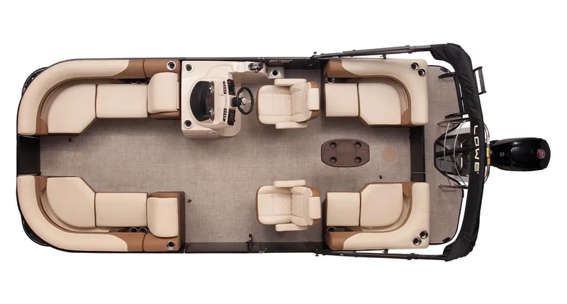 Slide: The Image of Top view of 2025 Lowe SS250WT pontoon boat with spacious seating layout. - 8