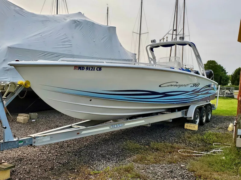Slide: The Image of 2007 Concept 36 boat on trailer, side view. - 4