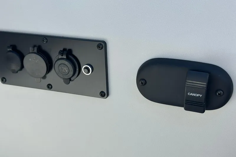 Slide: The Image of Power outlets and canopy switch on Sweetwater SW2086CPSE, 2026 model. - 17