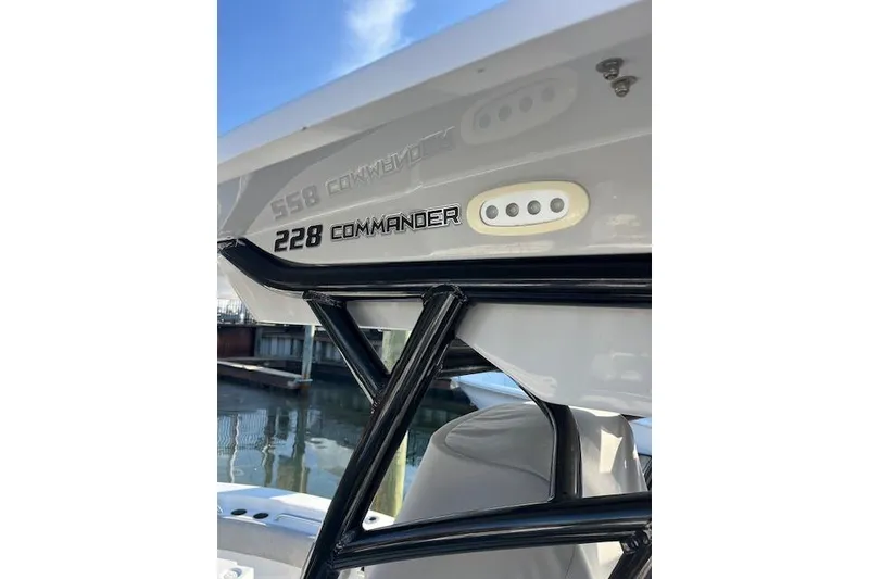 Slide: The Image of 2021 Sea Fox 228 Commander boat detail with logo and structure. - 9