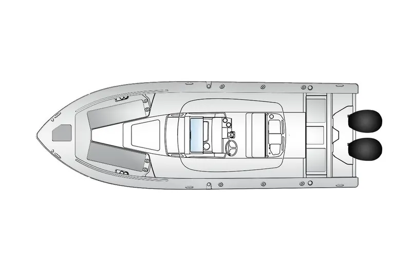 Slide: The Image of Manufacturer Provided Image: Top view of 2025 Everglades 273 Center Console boat design. - 16