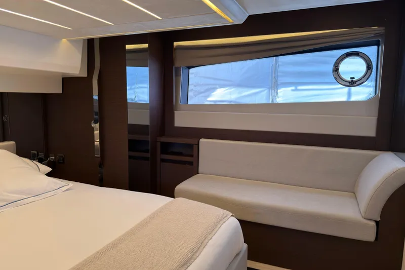 Slide: The Image of Luxurious cabin of the 2023 Prestige 520 yacht. - 10