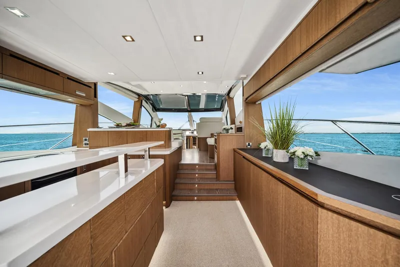 Slide: The Image of Luxurious interior of 2019 Galeon 560 Sky yacht with ocean view. - 14