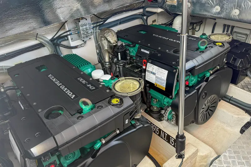 Slide: The Image of Engine room of a 2024 Tesoro T40 with Volvo Penta D4-300 engines. - 49
