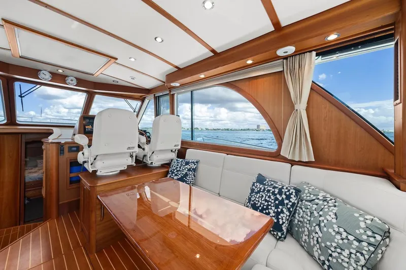 Slide: The Image of Luxurious interior of 2019 Sabre 45 Salon Express yacht with elegant wood finish. - 14