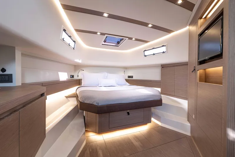 Slide: The Image of Luxurious cabin of Pardo Yachts 43, 2023 model, featuring modern design. - 24