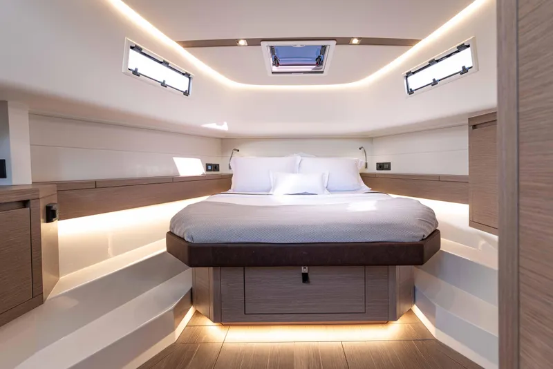 Slide: The Image of Luxurious cabin of Pardo Yachts 43, 2023 model, featuring modern design. - 25