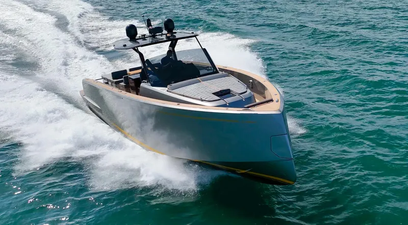 Slide: The Image of 2023 Pardo Yachts 43 cruising swiftly on the water. - 4
