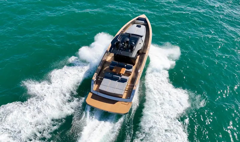 Slide: The Image of 2023 Pardo Yachts 43 cruising on open water. - 5