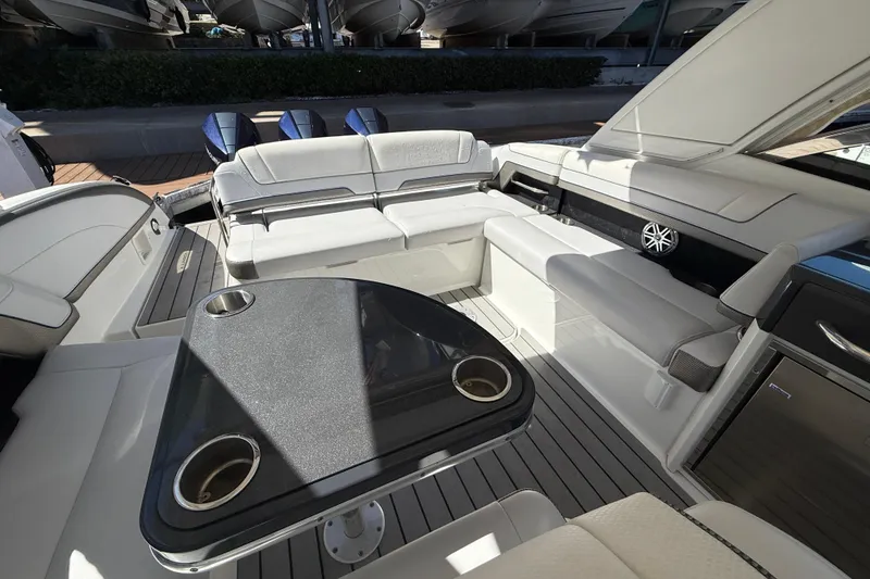 Slide: The Image of Luxurious interior of 2021 Formula 330 Crossover Bowrider OB with seating and table. - 22