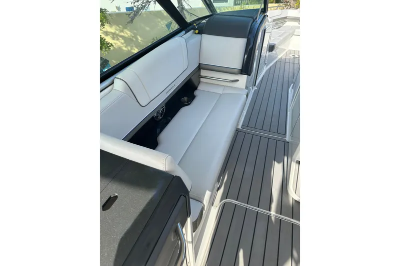 Slide: The Image of 2021 Formula 330 Crossover Bowrider OB interior with sleek seating and modern design. - 27