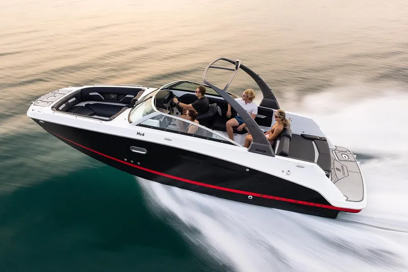 The Image of Manufacturer Provided Image: 2024 Four Winns HD5 boat speeding on water with passengers. - 0