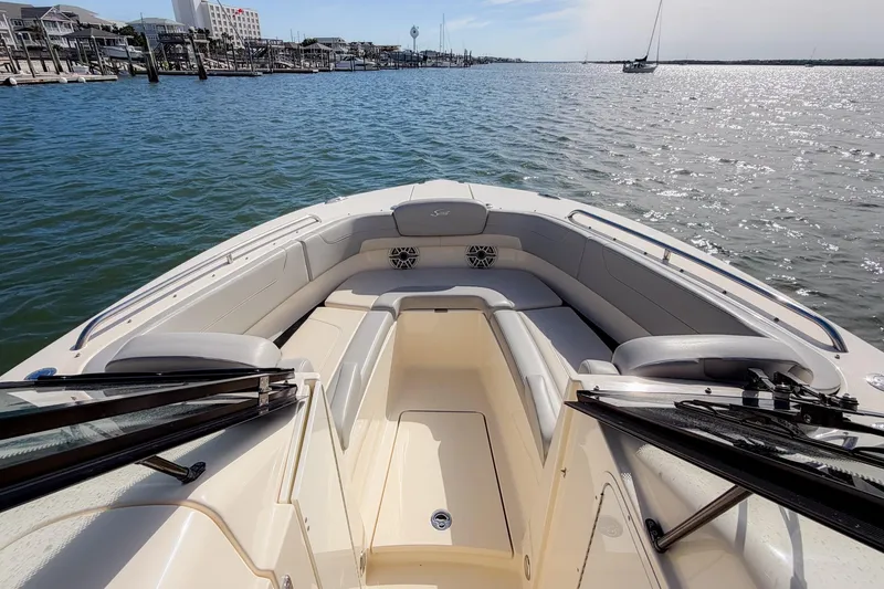 Slide: The Image of 2023 Scout 277 Dorado boat interior with waterfront view. - 13