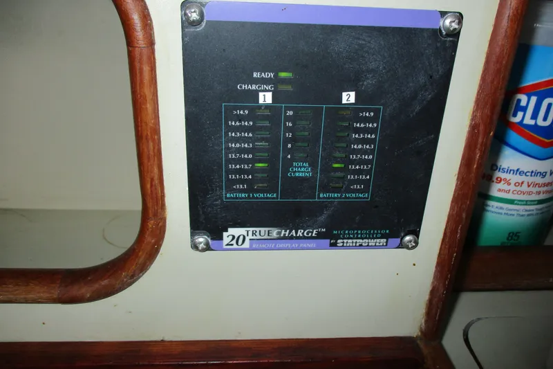 Slide: The Image of TrueCharge battery monitor panel on 1981 C & C 32 sailboat. - 25
