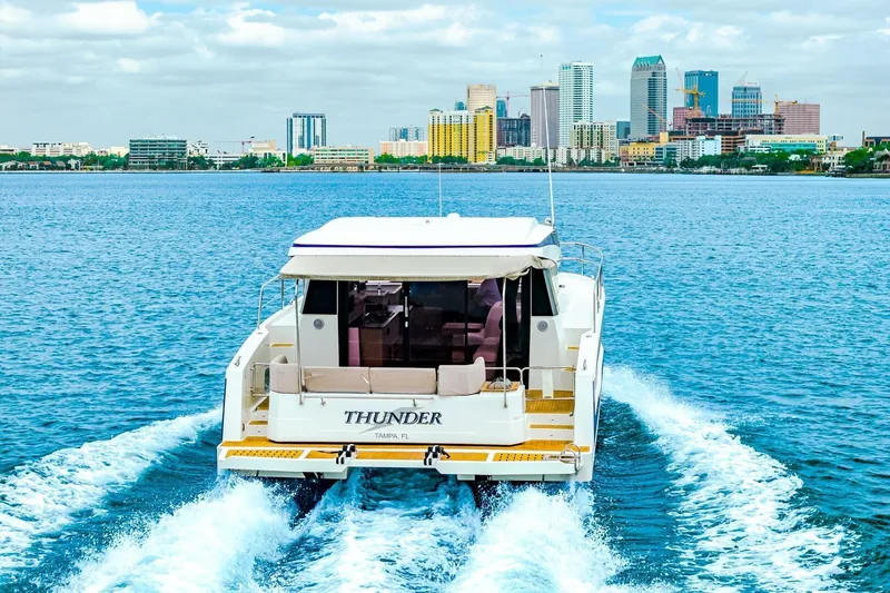 Slide: The Image of 2021 Fountaine Pajot MY4.S yacht cruising near city skyline, Tampa, FL. - 109