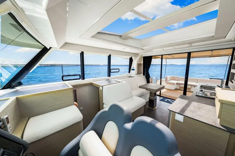 Slide: The Image of Luxurious interior of 2021 Fountaine Pajot MY4.S yacht with ocean view. - 16