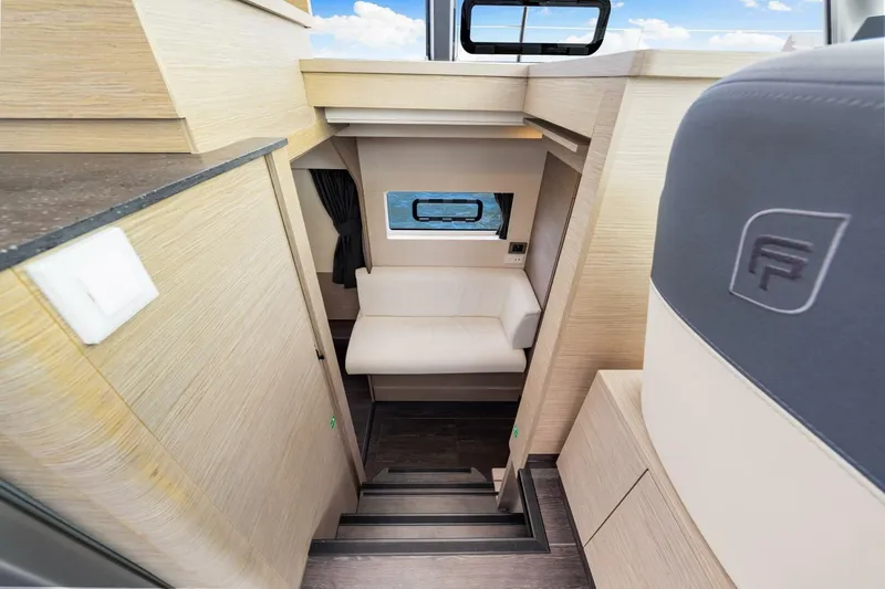 Slide: The Image of Interior of 2021 Fountaine Pajot MY4.S yacht, featuring modern design and comfortable seating. - 20