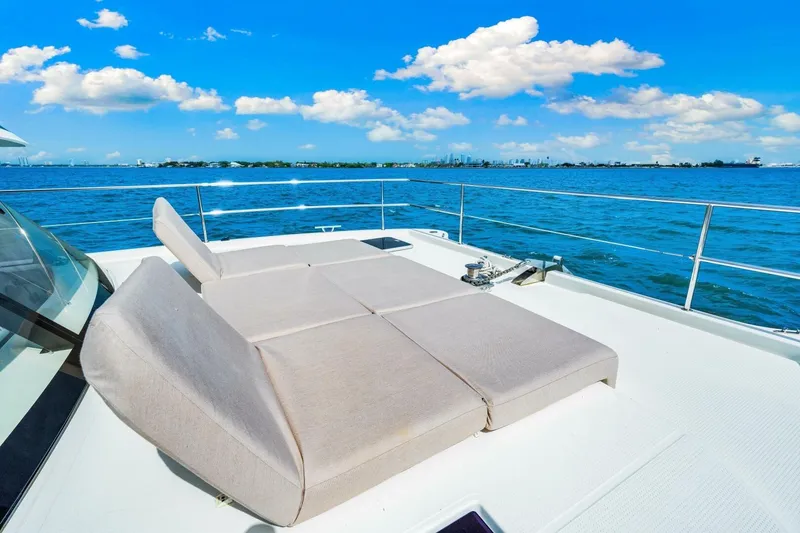 Slide: The Image of Luxury deck of 2021 Fountaine Pajot MY4.S yacht with ocean view. - 38