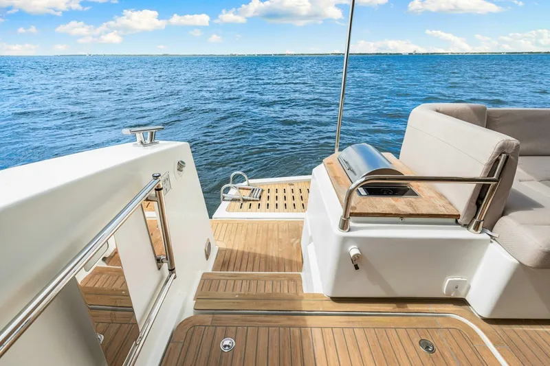 Slide: The Image of Luxury deck of 2021 Fountaine Pajot MY4.S yacht with ocean view. - 48