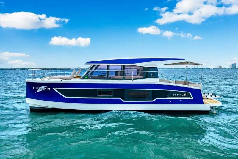 Slide: The Image of 2021 Fountaine Pajot MY4.S yacht on blue ocean under clear sky. - 68