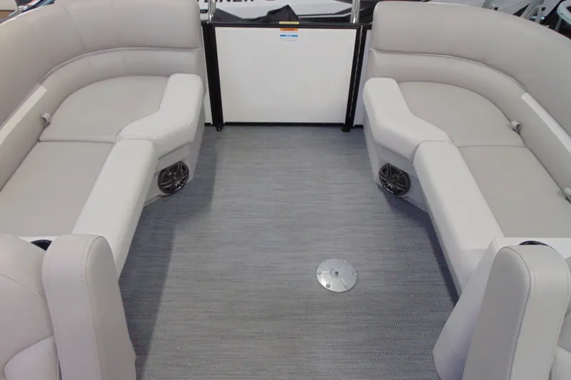 Slide: The Image of Interior of 2026 Godfrey EX 2086 CX boat with plush seating and modern design. - 10