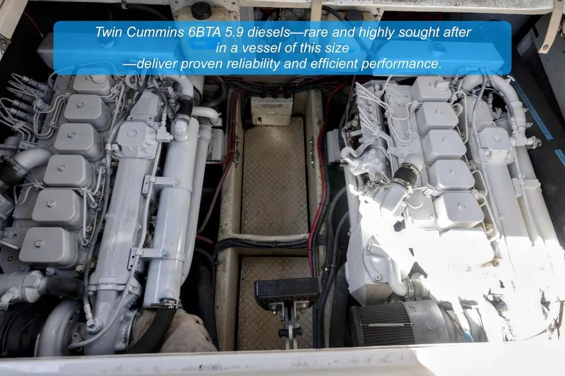 Slide: The Image of Twin Cummins 6BTA 5.9 diesel engines in 2000 Maxum 3700 SCR boat. - 10