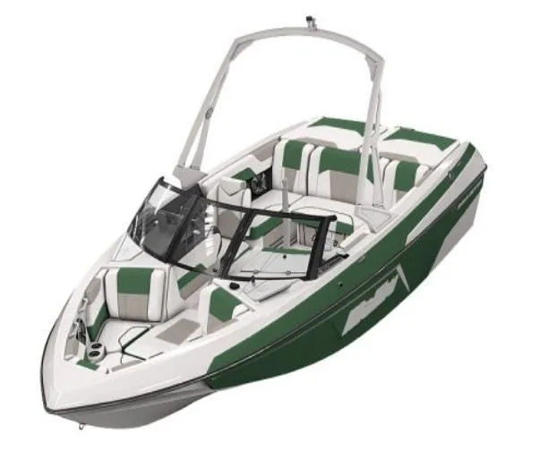 The Image of 2021 Malibu Wakesetter 20 VTX boat with green and white upholstery. - 1