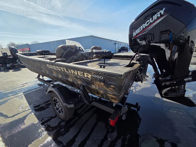 Slide: The Image of Crestliner 1860 Retriever SC 2026 with Mercury engine on trailer. - 5