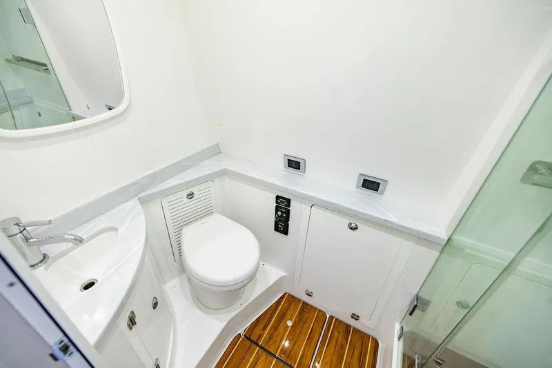 Slide: The Image of Luxurious bathroom interior of 2023 HCB 53 Suenos yacht with modern fixtures. - 48