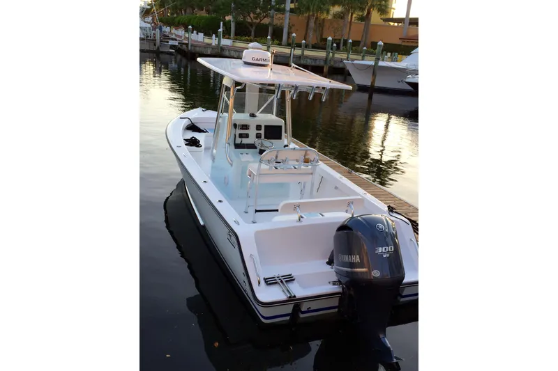 Slide: The Image of Stuart 26 boat, 2015 model, docked with Yamaha 300 V6 engine. - 3