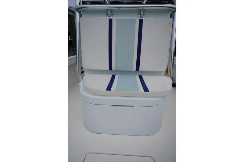 Slide: The Image of Stuart 26 boat seat with blue and white stripes, 2015 model. - 51