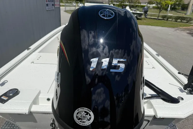 Slide: The Image of Avid 19 FSX 2026 boat with Yamaha 115 engine, ultra-low emission. - 5