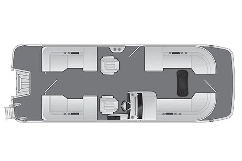 The Image of Top view of 2026 Bennington 24 M Quad Bench boat layout. - 1