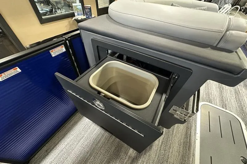 Slide: The Image of Bennington 24 M Quad Bench 2026 with integrated storage compartment and seating. - 18