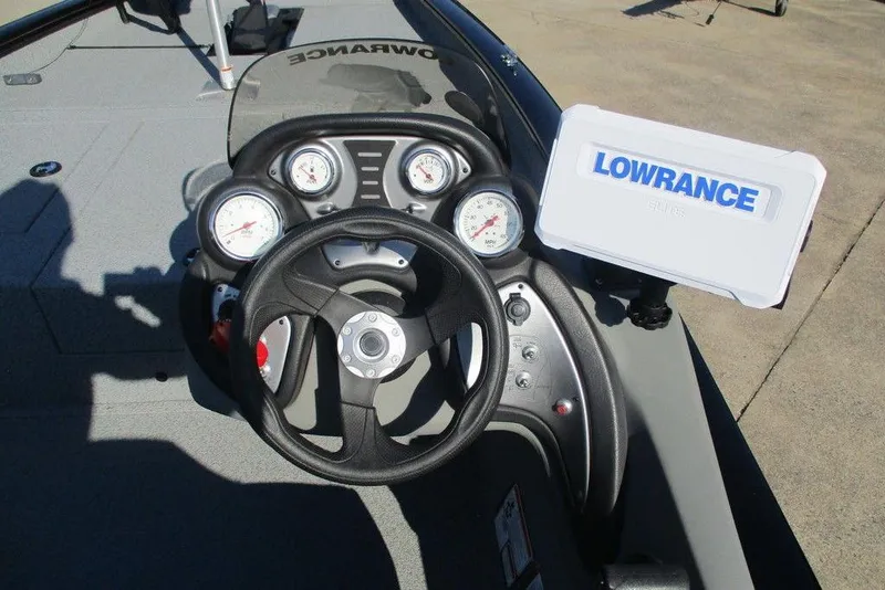 Slide: The Image of 2017 Tracker Pro Team 175 TXW dashboard with Lowrance fish finder and gauges. - 5