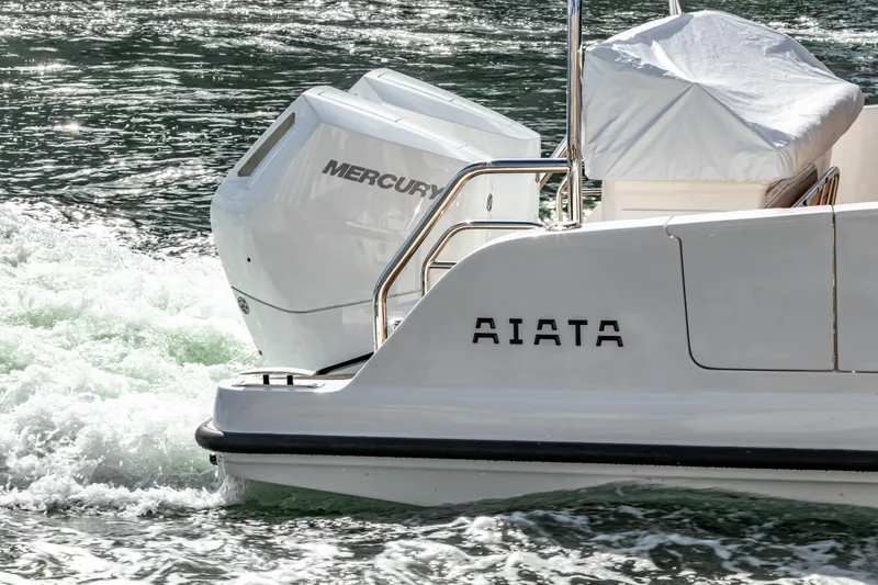 Slide: The Image of Aiata Wayfinder 38 Cabin boat with Mercury engine, 2026 model. - 10