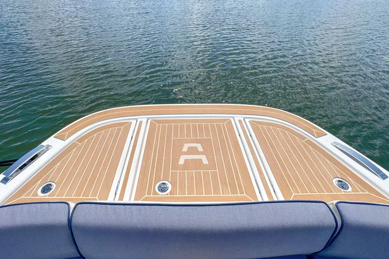 Slide: The Image of Rear deck of 2025 Aiata Wayfinder 38 Cabin overlooking water. - 35