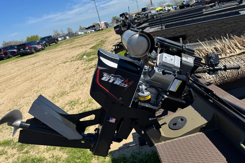 Slide: The Image of 2026 Gator Tail PREDATOR 1448 boat motor displayed outdoors on a sunny day. - 3