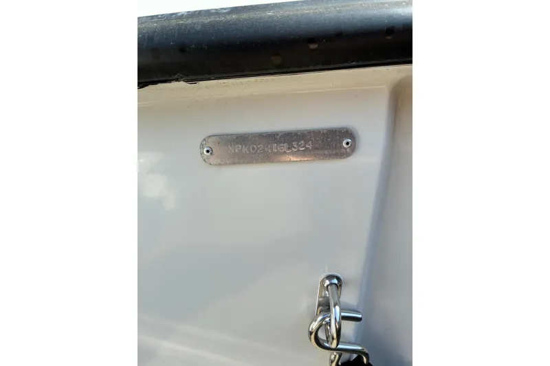 Slide: The Image of 2024 ALK2 Powerboats 21BHX hull identification plate with chain detail. - 6
