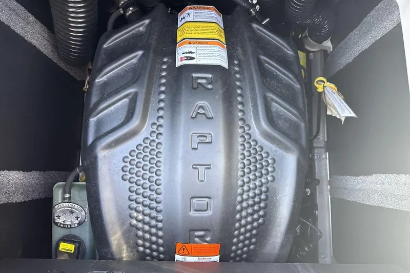 Slide: The Image of 2024 Supra SV engine compartment featuring a Raptor engine cover. - 20