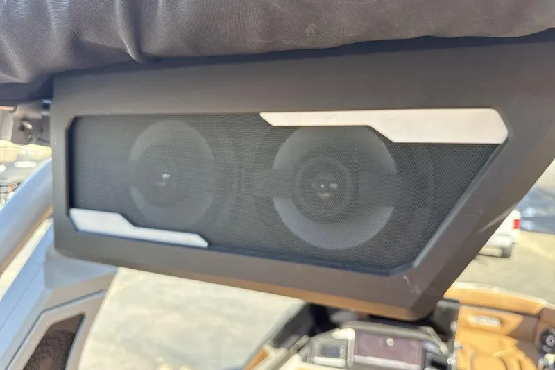 Slide: The Image of 2024 Supra SV boat speaker system with modern design and sleek black casing. - 21