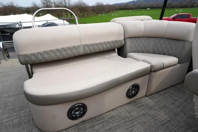 Slide: The Image of Luxurious seating on 2021 Harris Sunliner 230 pontoon boat with elegant upholstery. - 14