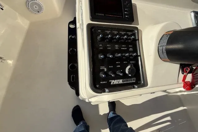 Slide: The Image of Control panel of a 2016 Pathfinder 2200 TRS boat with Yamaha electronics. - 20
